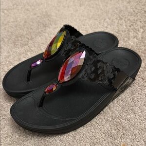 Fitflop Black and Red Sandals with Vibrant Accents